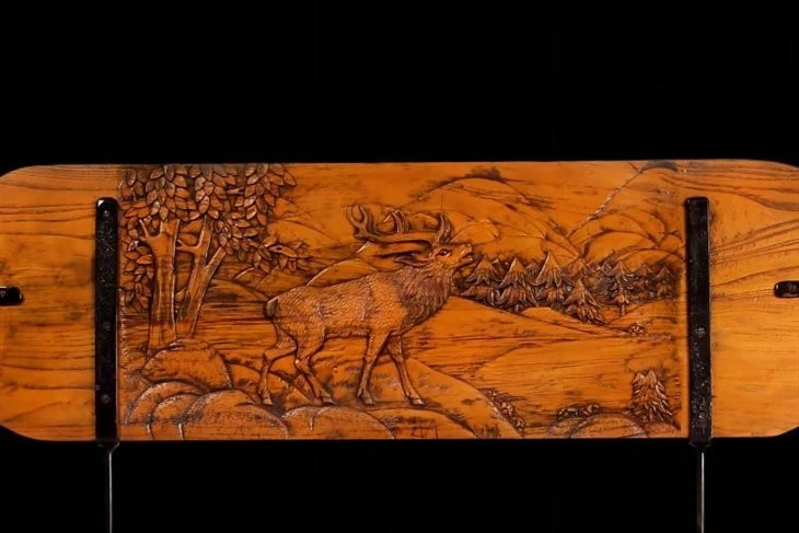 Retro animal scene pattern carving benches-2